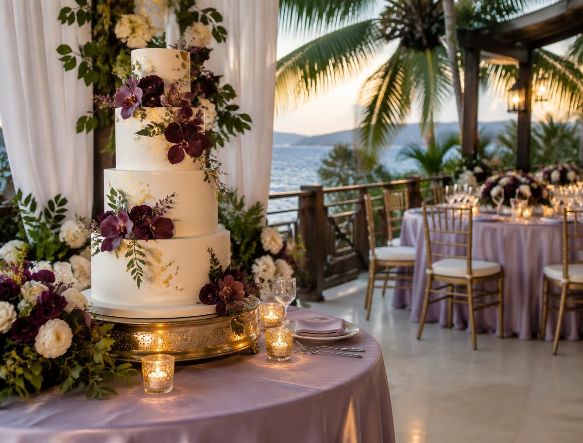 wedding cake Negril with event decor